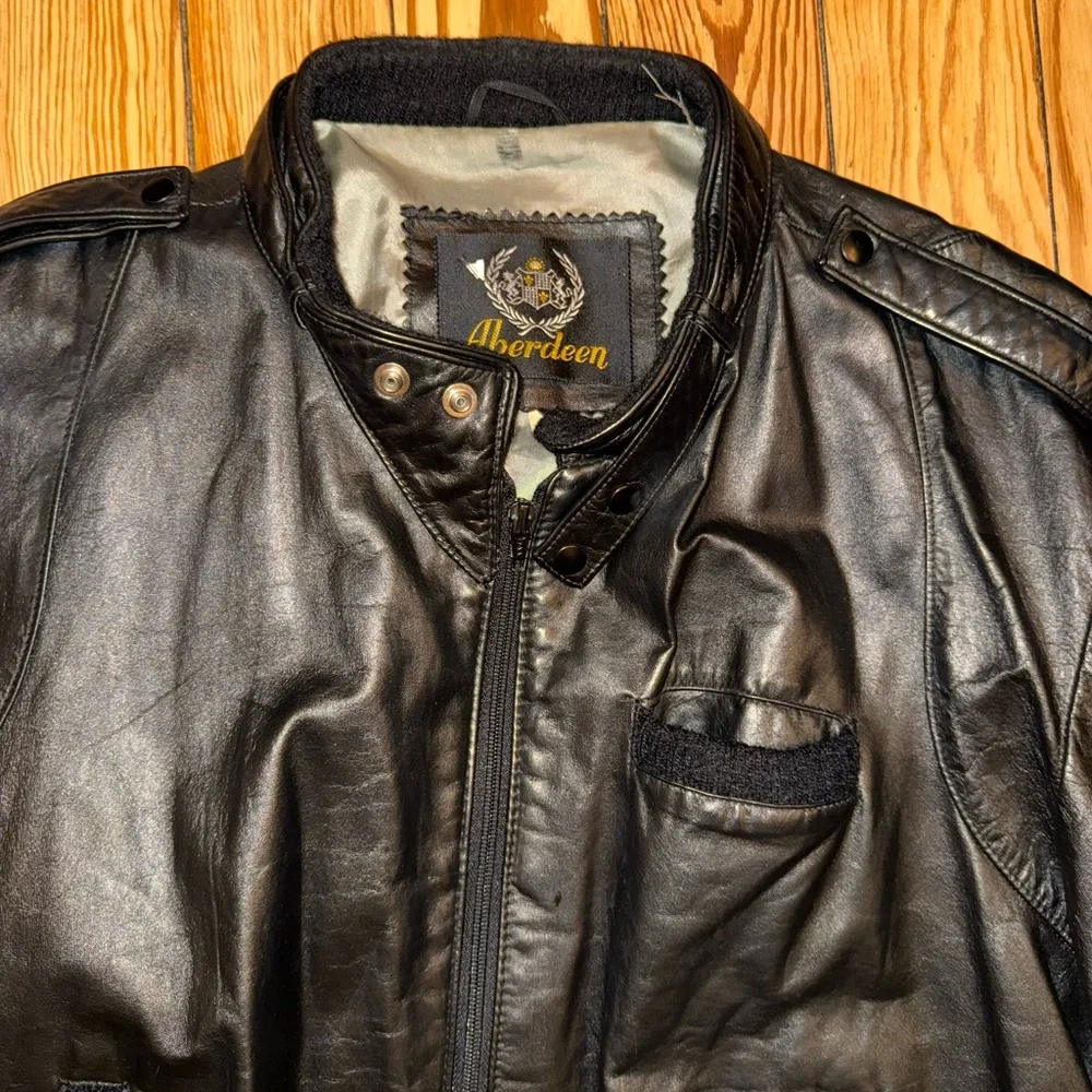 Men's Black Leather Jacket - Picture 3 of 7